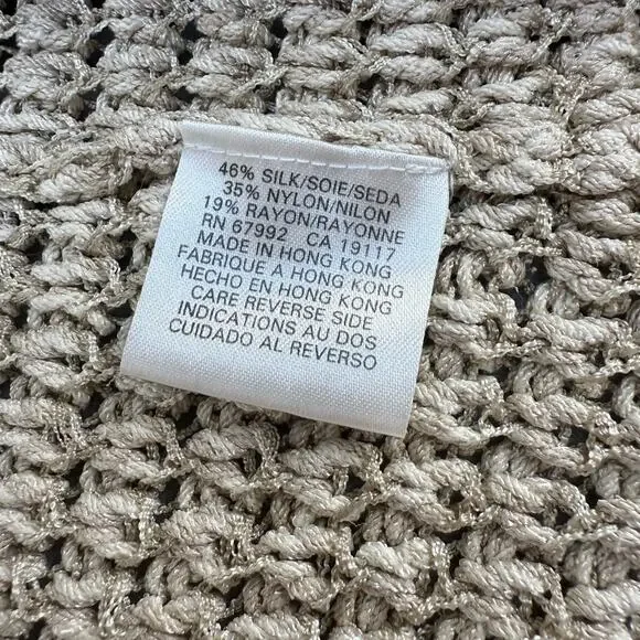 Sigrid Olsen Cardigan Women's L Beige 46% Silk Neutral Business Casual Sweater - Picture 7 of 10